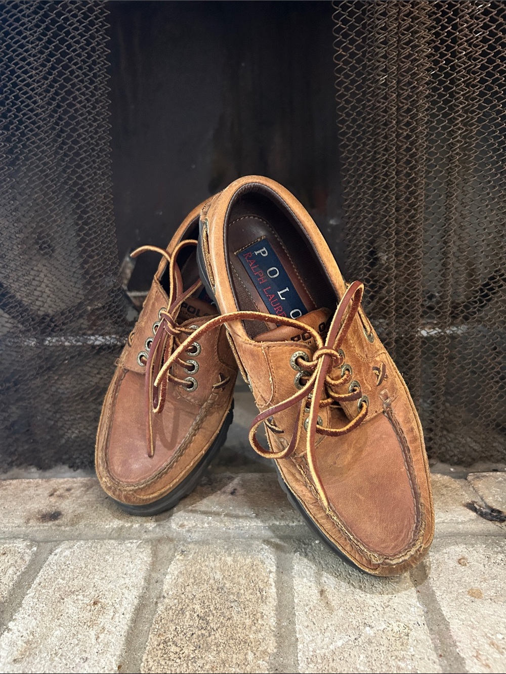 Polo by Ralph Lauren Men's Tan Leather Boat Shoes EUC
